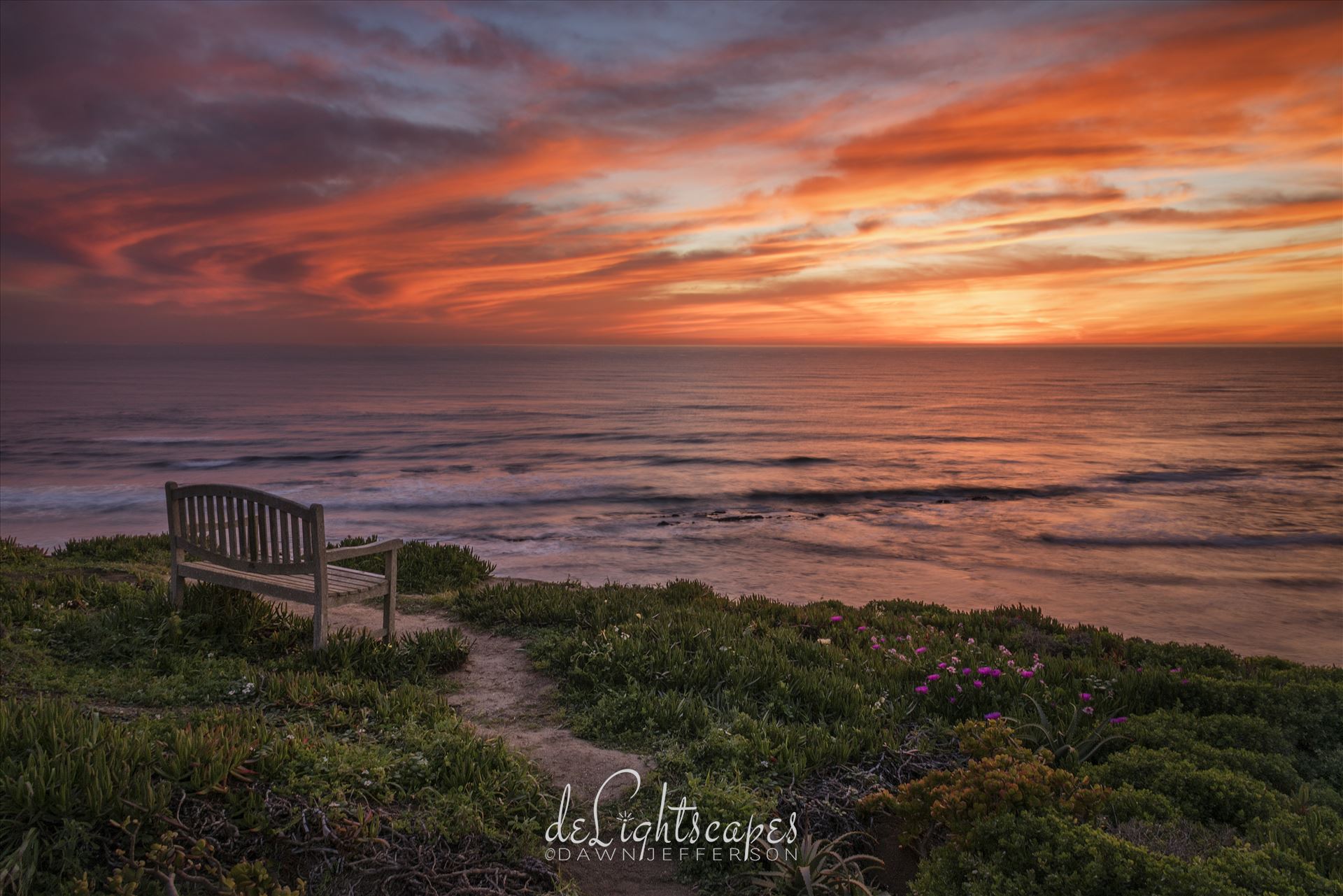 Sunset in Solitude - Fiery  sunset on the bluffs by Dawn Jefferson