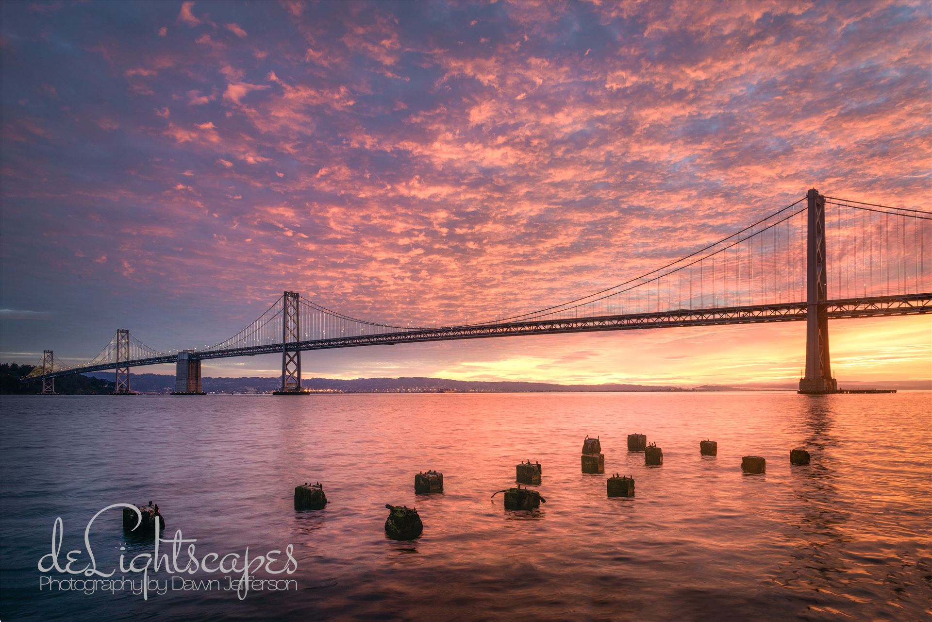Cotton Candy Sunrise - A gorgeous pink sunrise at the San Francisco Bay Bridge by Dawn Jefferson