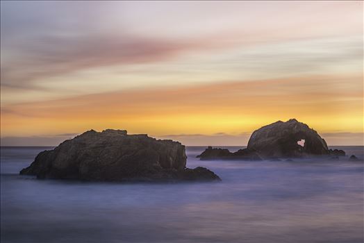 Between a Rock and a Heart Place - Soft sunset amongst the seastacks